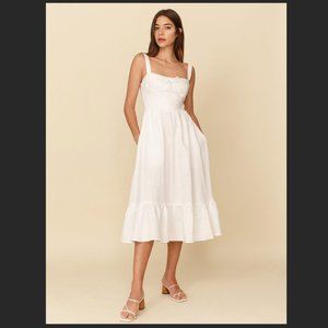 Reformation Maegan White Linen Dress